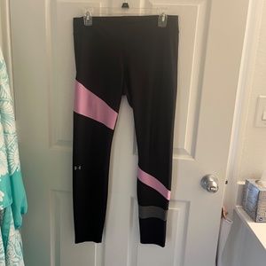 Under Armour Women's Pink/Grey Heatgear Compression Ankle Leggings size Large